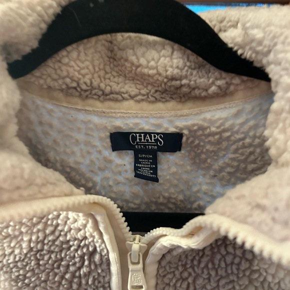 Chaps Cream Sherpa Fleece Jacket Womens Small Petite - Picture 2 of 2